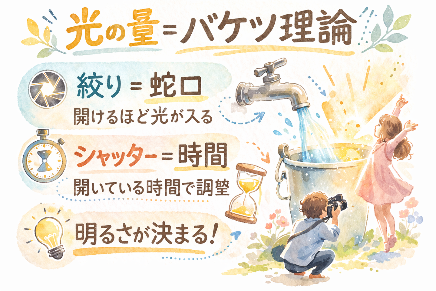絞り、シャッタースピード、ISO感度の基本を簡単に解説