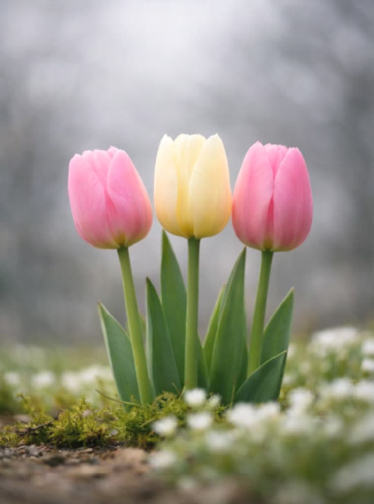 チューリップ写真｜背景の距離が遠いからボケる